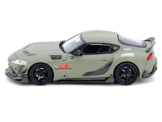 Toyota Supra (A90) "DarwinPro" Matt Green with Carbon Accents 1/64 Diecast Model Car by Inno Models-1