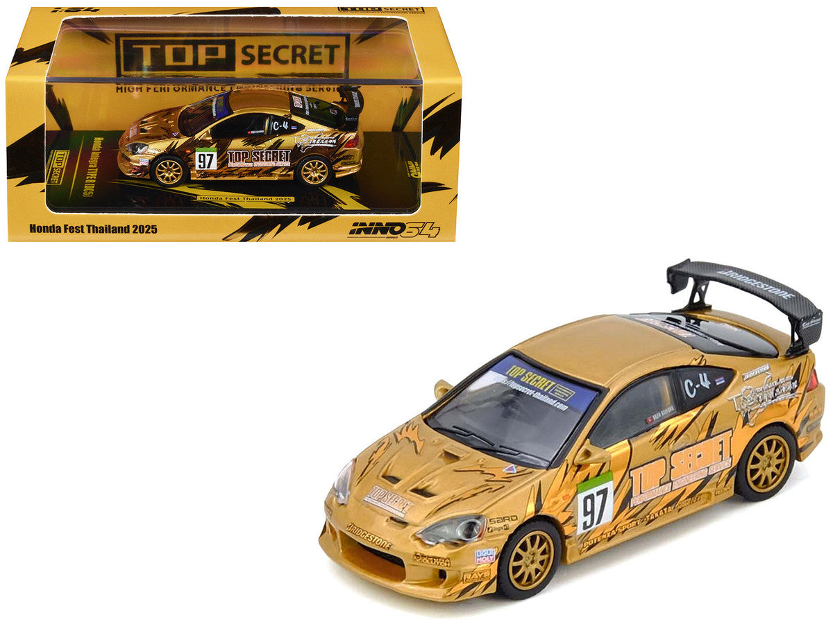 Honda Integra Type R (DC5) RHD (Right Hand Drive) #97 "Top Secret Thailand" Gold Metallic with Graphics "Honda Fest Thailand 2025"1/64 Diecast Model Car by Inno Models Inno Models