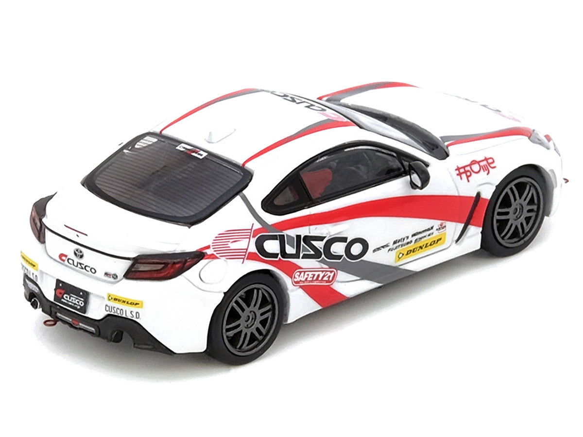 Toyota GR86 Tuned by "CUSCO" RHD (Right Hand Drive) White with Red and Gray Stripes 1/64 Diecast Model Car by Inno Models Inno Models