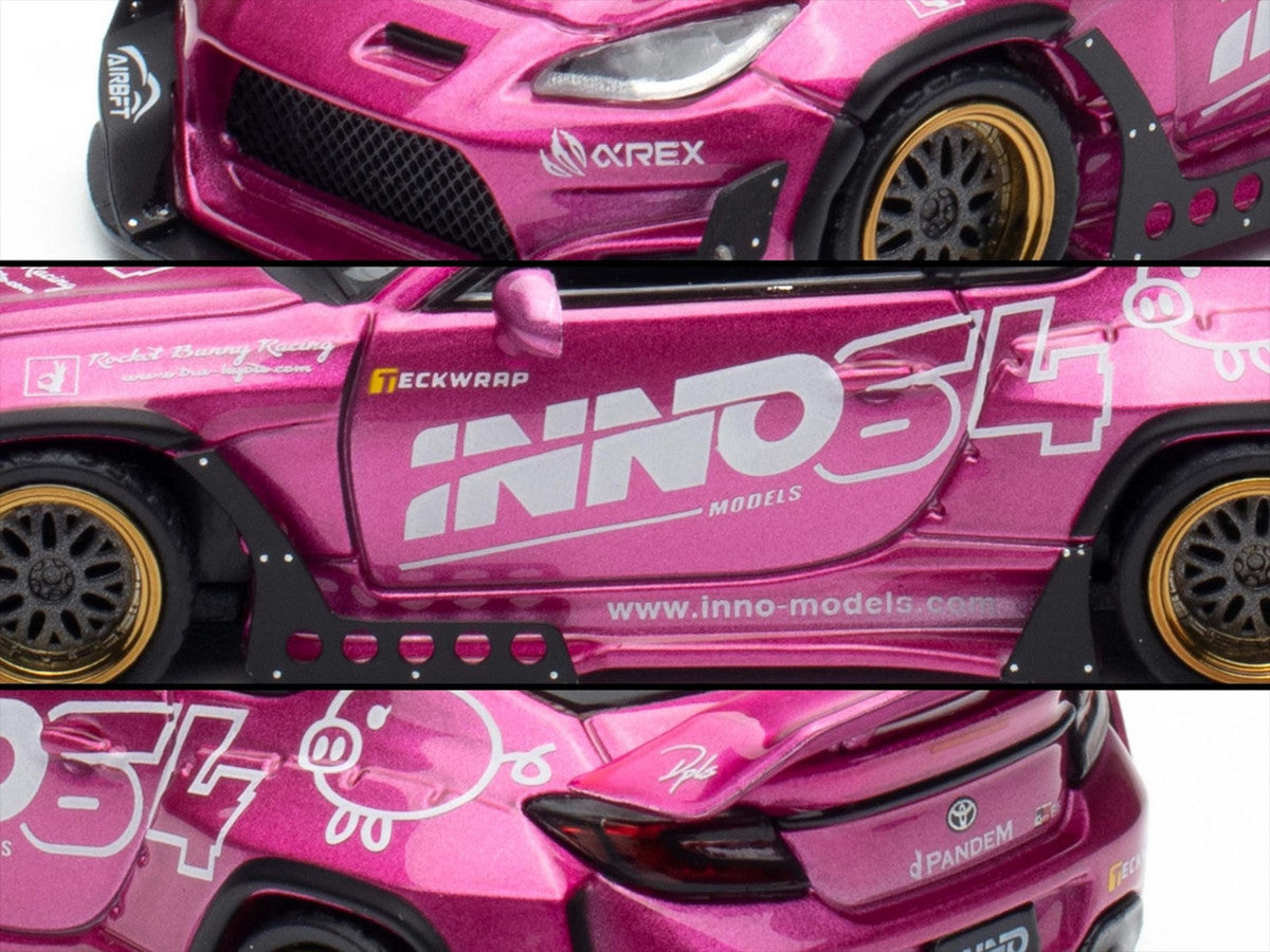 Toyota GR86 "Pandem Rocket Bunny" RHD (Right Hand Drive) Pink Metallic with Graphics "APA XPO 2025 Event Exclusive" 1/64 Diecast Model Car by Inno Models Inno Models