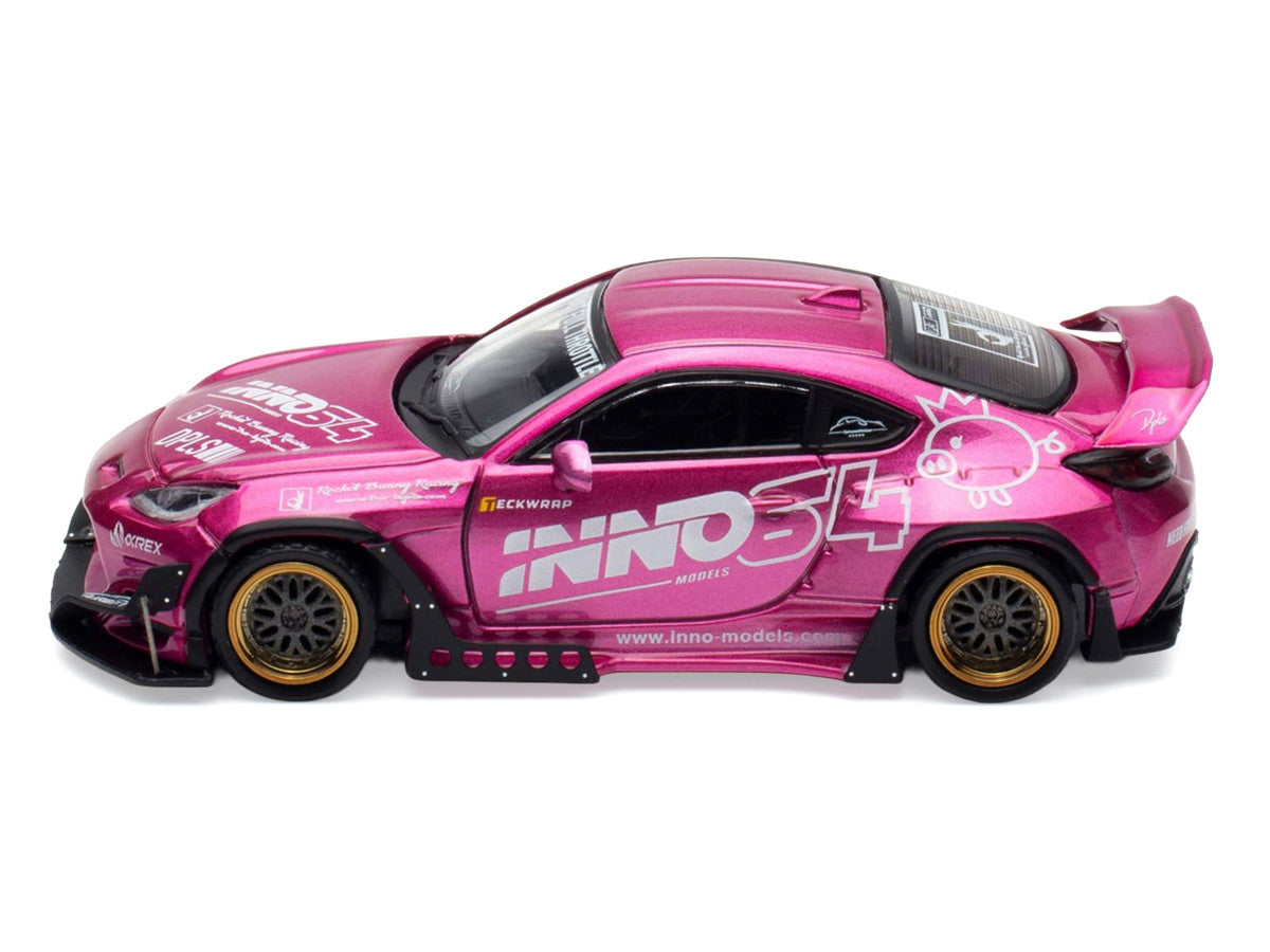 Toyota GR86 "Pandem Rocket Bunny" RHD (Right Hand Drive) Pink Metallic with Graphics "APA XPO 2025 Event Exclusive" 1/64 Diecast Model Car by Inno Models Inno Models