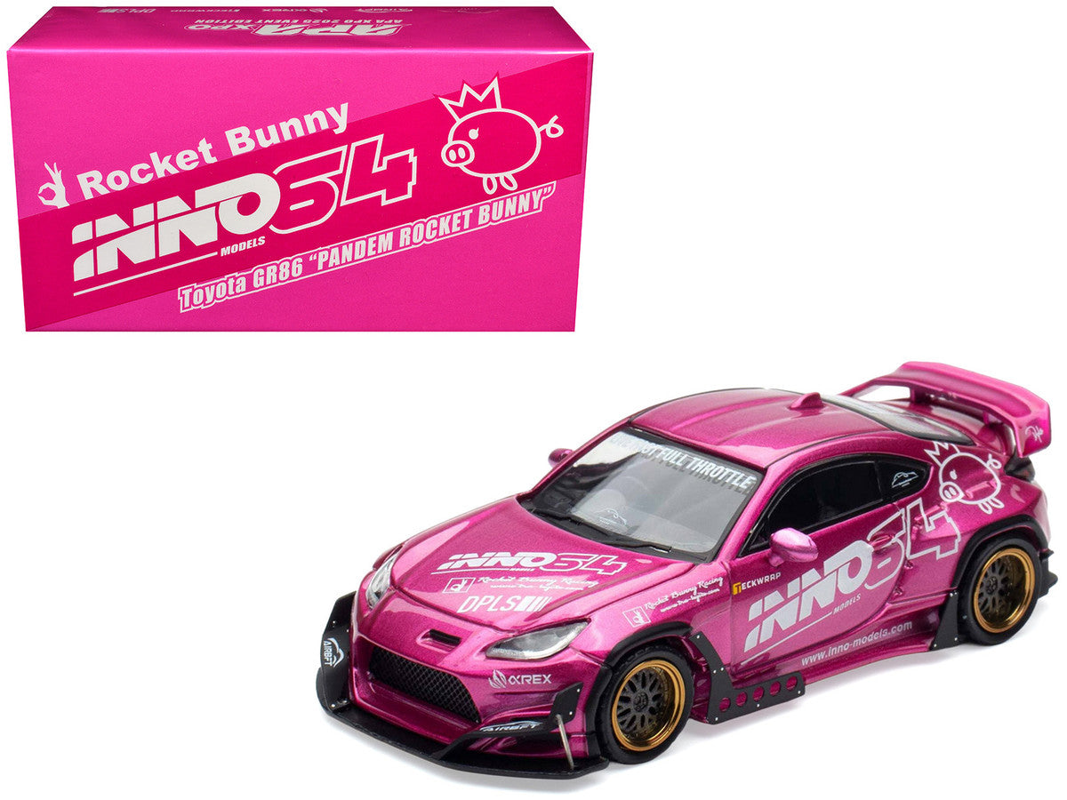 Toyota GR86 "Pandem Rocket Bunny" RHD (Right Hand Drive) Pink Metallic with Graphics "APA XPO 2025 Event Exclusive" 1/64 Diecast Model Car by Inno Models Inno Models