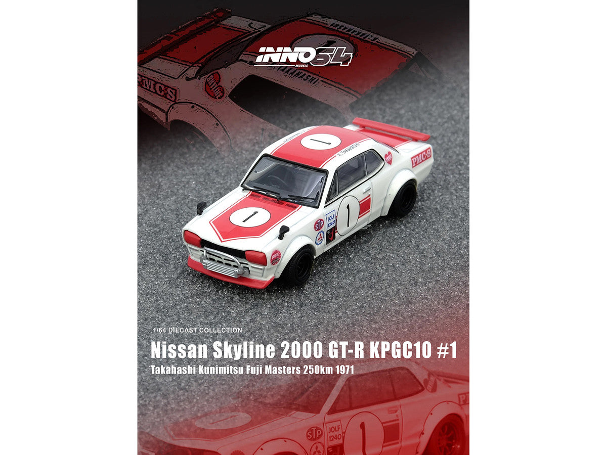 Nissan Skyline 2000 GT-R (KPGC10) #1 RHD (Right Hand Drive) Takahashi Kinimitsu "Fuji Masters 250km" (1971) 1/64 Diecast Model Car by Inno Models Inno Models