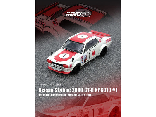 Nissan Skyline 2000 GT-R (KPGC10) #1 RHD (Right Hand Drive) Takahashi Kinimitsu "Fuji Masters 250km" (1971) 1/64 Diecast Model Car by Inno Models Inno Models