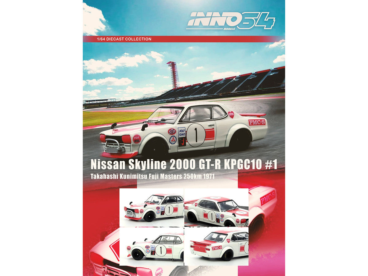Nissan Skyline 2000 GT-R (KPGC10) #1 RHD (Right Hand Drive) Takahashi Kinimitsu "Fuji Masters 250km" (1971) 1/64 Diecast Model Car by Inno Models Inno Models