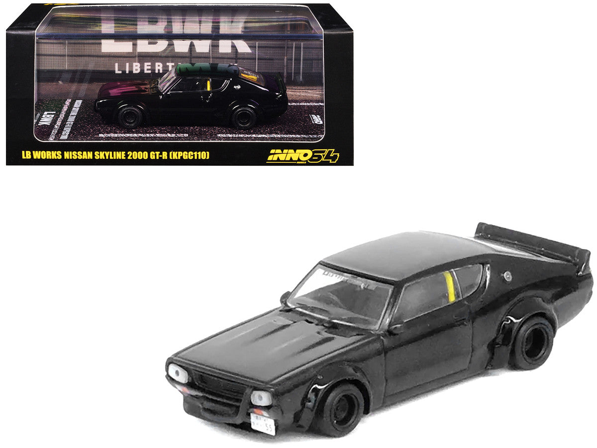 Nissan Skyline 2000 GT-R (KPGC110) RHD (Right Hand Drive) "LB-Works" Black 1/64 Diecast Model Car by Inno Models Inno Models