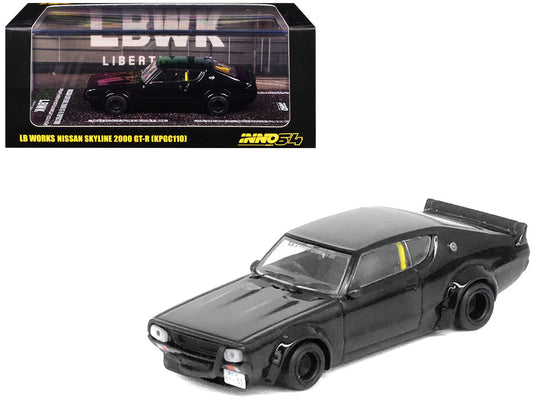 Nissan Skyline 2000 GT-R (KPGC110) RHD (Right Hand Drive) "LB-Works" Black 1/64 Diecast Model Car by Inno Models Inno Models