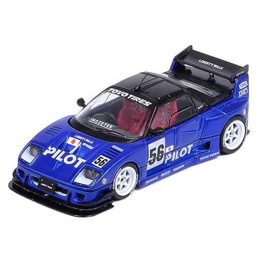 Mazda AZ-1 Liberty Walk LB40 RHD (Right Hand Drive) #56 "Pilot" Blue with Black Top 1/64 Diecast Model Car by Inno Models Inno Models