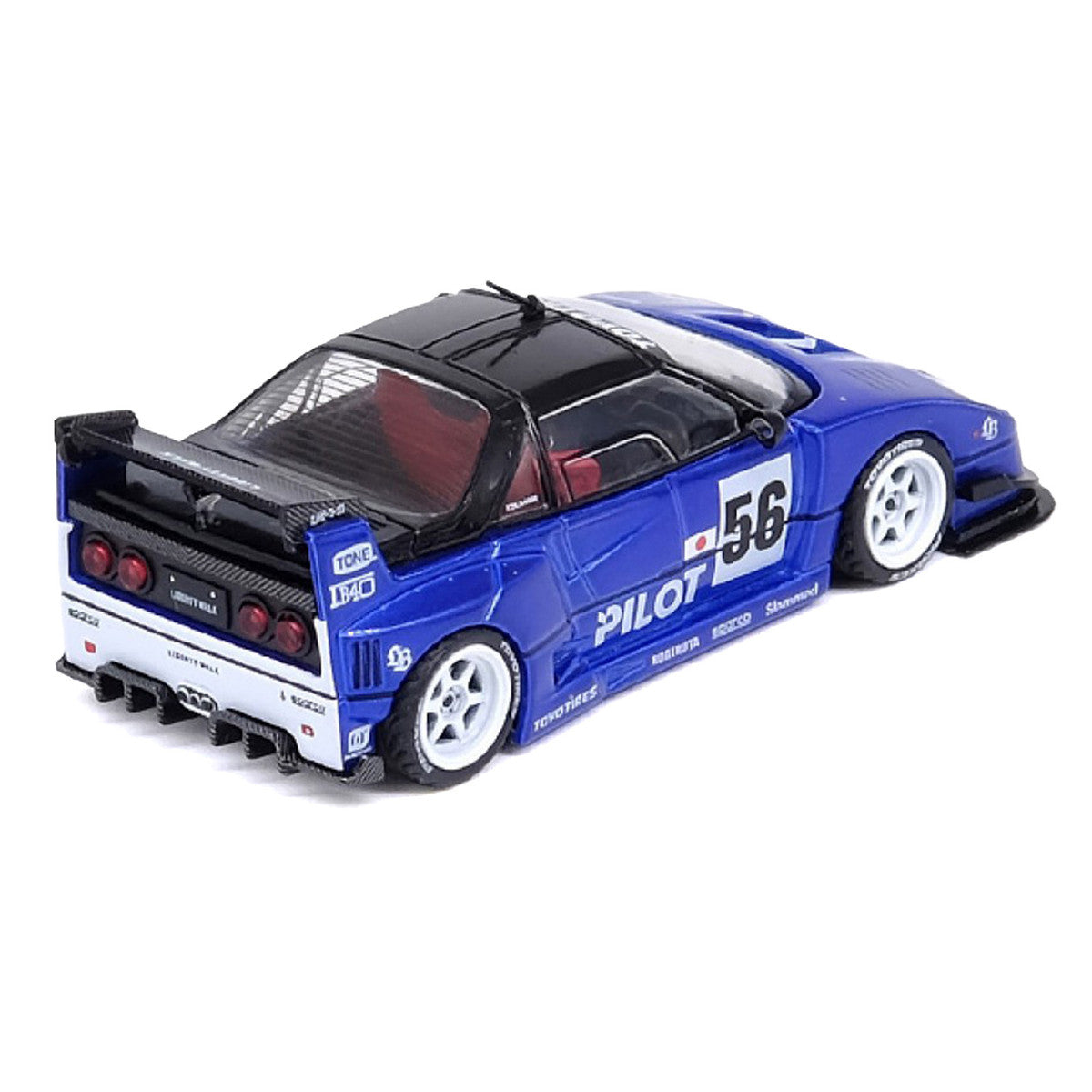 Mazda AZ-1 Liberty Walk LB40 RHD (Right Hand Drive) #56 "Pilot" Blue with Black Top 1/64 Diecast Model Car by Inno Models Inno Models