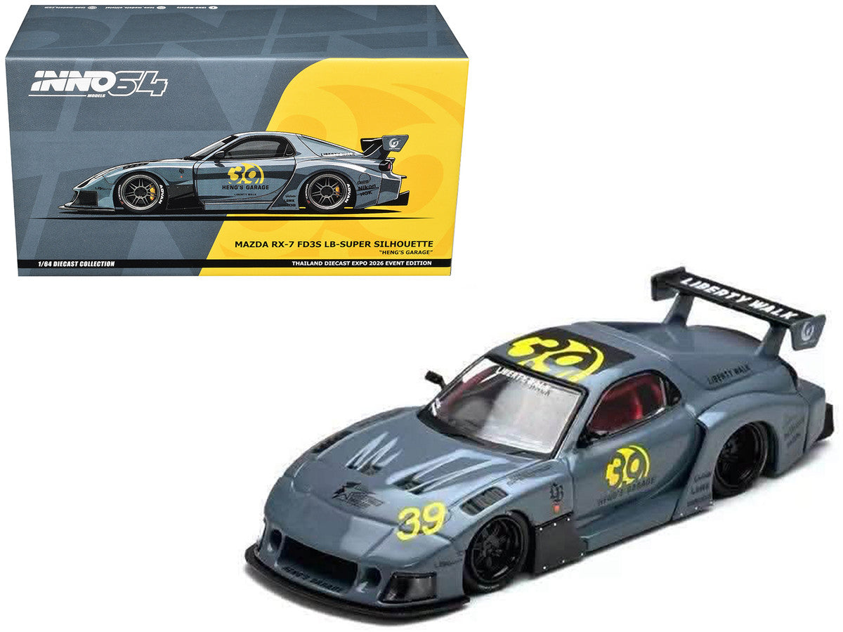 Mazda RX7 (FD3S) LB-Super Silhouette RHD (Right Hand Drive) #39 "Heng's Garage" Gray "Thailand Diecast Expo 2026 Event Edition" 1/64 Diecast Model Car by Inno Models Inno Models