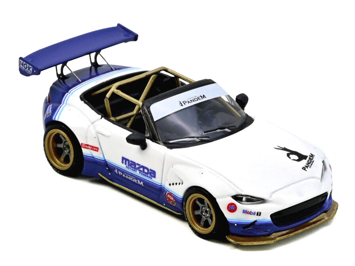 Mazda MX-5 ND Miata "Pandem Rocket Bunny" V1.0 White and Blue 1/64 Diecast Model Car by Inno Models Inno Models