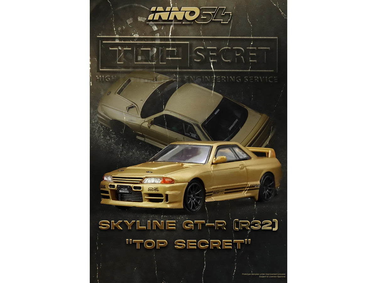 Nissan Skyline "Top Secret" BNR32 GT-R (650R) RHD (Right Hand Drive) Gold Metallic 1/64 Diecast Model Car by Inno Models Inno Models