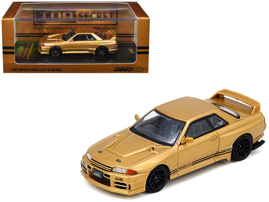 Nissan Skyline "Top Secret" BNR32 GT-R (650R) RHD (Right Hand Drive) Gold Metallic 1/64 Diecast Model Car by Inno Models Inno Models