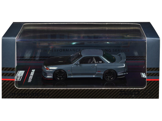 Nissan Skyline "Top Secret" GT-R (R32) RHD (Right Hand Drive) Stealth Gray with Carbon Hood 1/64 Diecast Model Car by Inno Models Inno Models