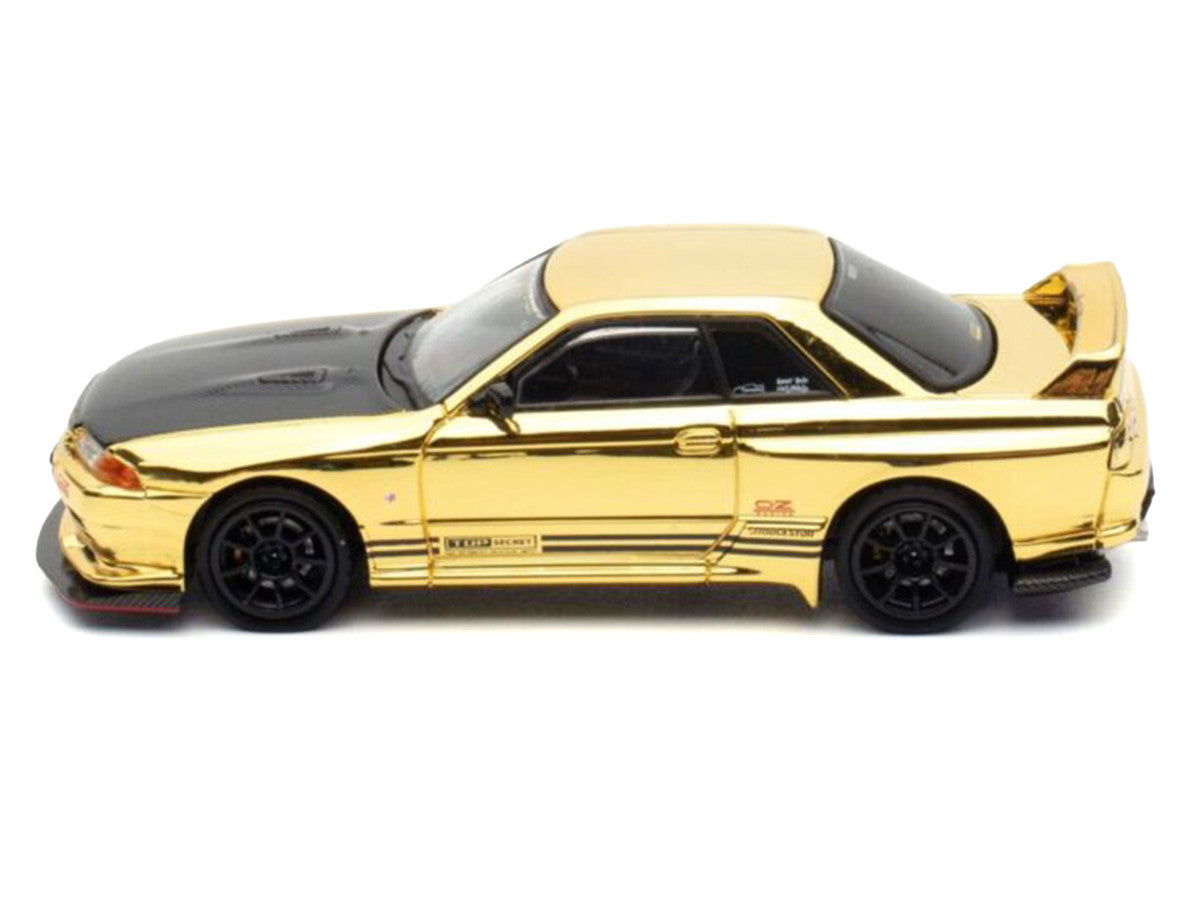 Nissan Skyline GT-R (R32) "Top Secret" RHD (Right Hand Drive) Chrome Gold with Carbon Hood "The Model Car Show Malaysia 2025 Event Edition" 1/64 Diecast Model Car by Inno Models-2