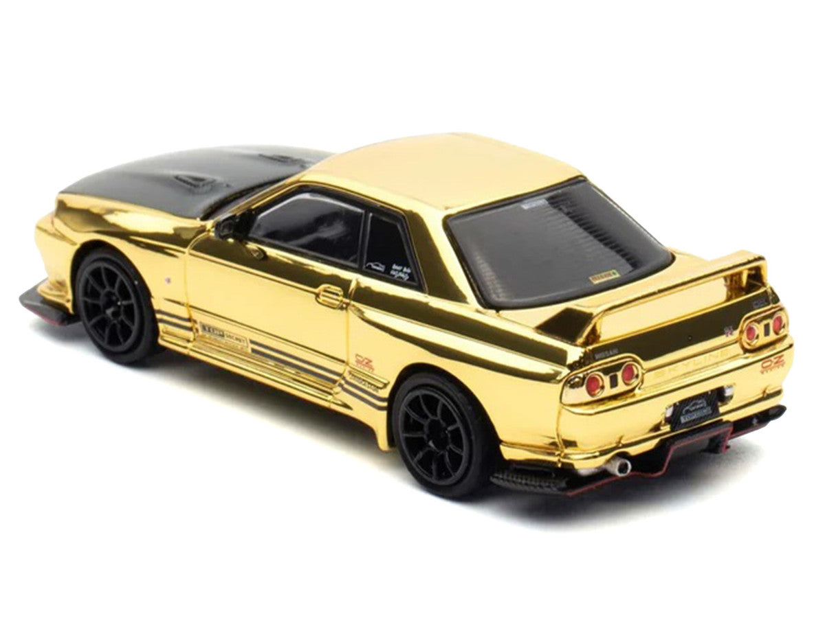 Nissan Skyline GT-R (R32) "Top Secret" RHD (Right Hand Drive) Chrome Gold with Carbon Hood "The Model Car Show Malaysia 2025 Event Edition" 1/64 Diecast Model Car by Inno Models-3