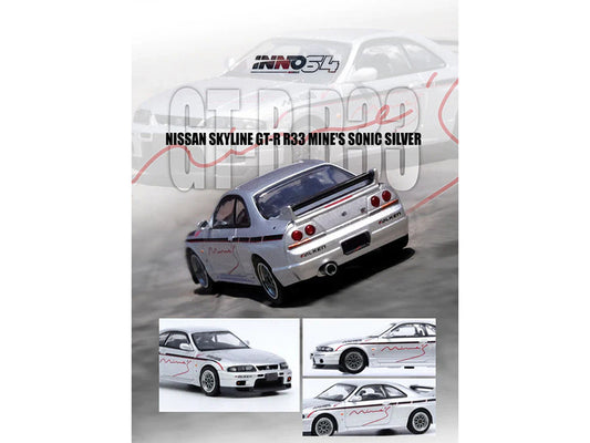 Nissan Skyline GT-R N1 (R33) RHD (Right Hand Drive) "Tuned by Mine's" Silver 1/64 Diecast Model Car by Inno Models Inno Models