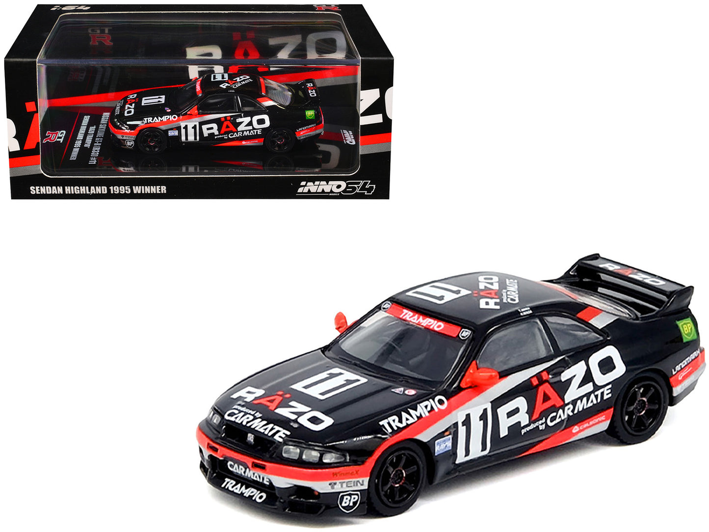 Nissan Skyline GT-R (R33) RHD (Right Hand Drive) #11 "Razo Trampio" N1 Super Endurance Series "Sedan Highland" (1995) 1/64 Diecast Model Car by Inno Models