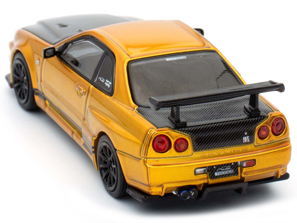 Nissan Skyline GT-R (R34) "Top Secret" RHD (Right Hand Drive) Gold Metallic with Carbon Hood and Trunk "Tokyo Auto Salon 2024 - Malaysia Diecast Expo 2024" 1/64 Diecast Model Car by Inno Models Inno Models