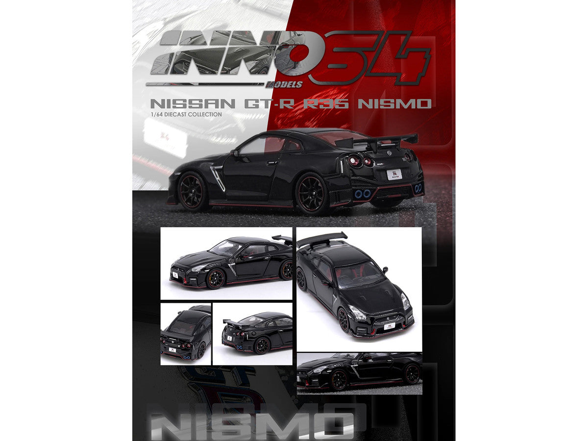 Nissan GT-R (R35) Nismo RHD (Right Hand Drive) Nismo Black with Carbon Hood and Top 1/64 Diecast Model Car by Inno Models Inno Models