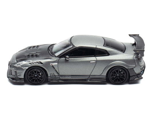 Nissan GT-R (R35) "Top Secret" RHD (Right Hand Drive) Gray Metallic with Carbon Hood "IAM Bangkok 2025 Event Edition" 1/64 Diecast Model Car by Inno Models-1