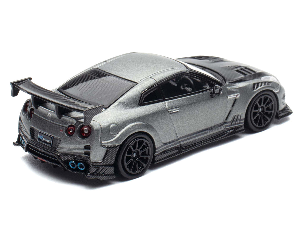 Nissan GT-R (R35) "Top Secret" RHD (Right Hand Drive) Gray Metallic with Carbon Hood "IAM Bangkok 2025 Event Edition" 1/64 Diecast Model Car by Inno Models-0
