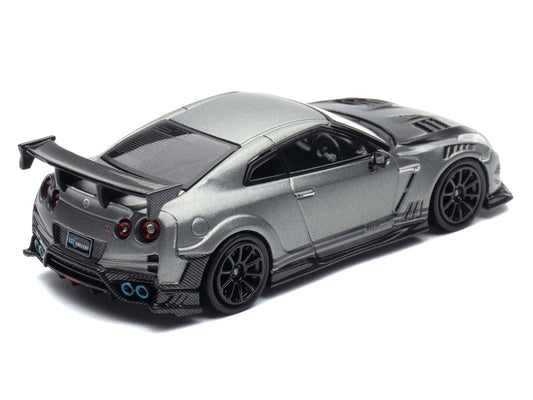 Nissan GT-R (R35) "Top Secret" RHD (Right Hand Drive) Gray Metallic with Carbon Hood "IAM Bangkok 2025 Event Edition" 1/64 Diecast Model Car by Inno Models-0