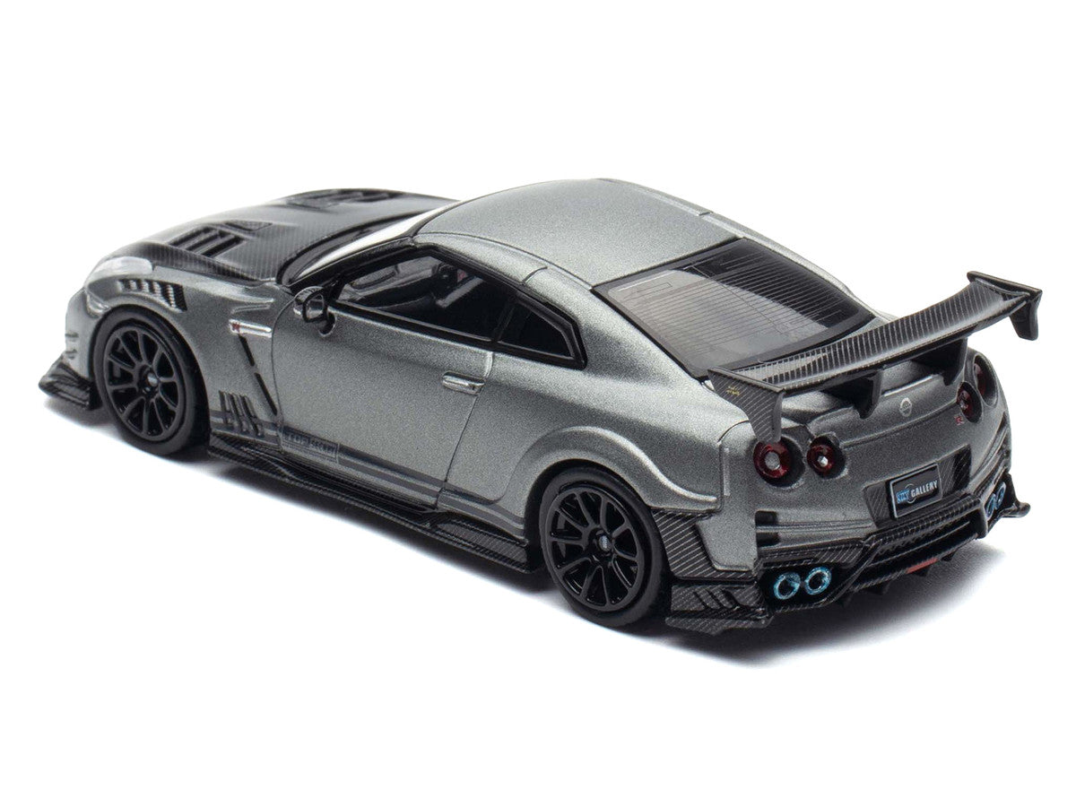 Nissan GT-R (R35) "Top Secret" RHD (Right Hand Drive) Gray Metallic with Carbon Hood "IAM Bangkok 2025 Event Edition" 1/64 Diecast Model Car by Inno Models-2