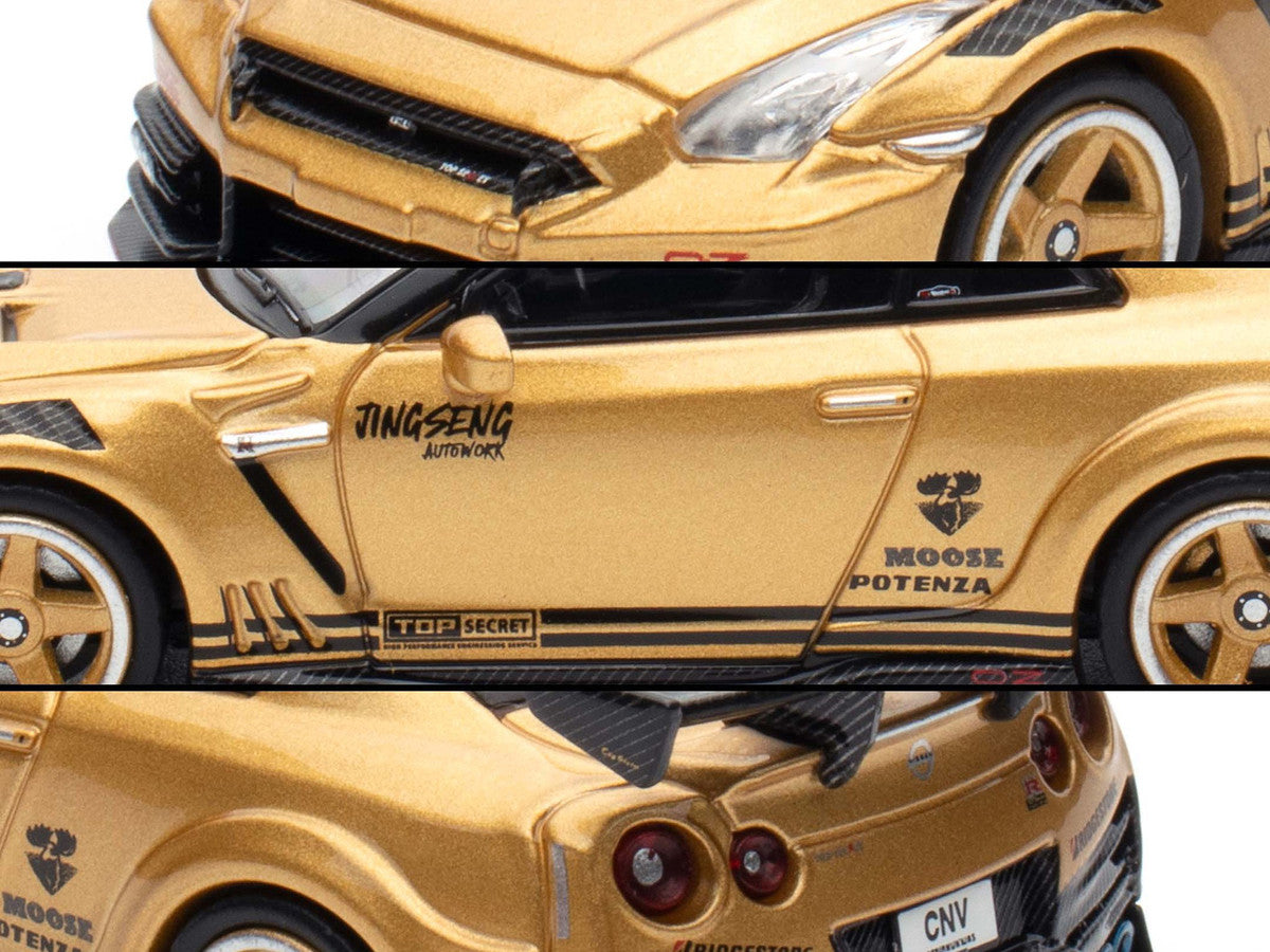 Nissan GT-R (R35) Top Secret Thailand RHD (Right Hand Drive) Gold Metallic "Thailand Diecast Expo 2025 Event Edition" 1/64 Diecast Model Car by Inno Models-3