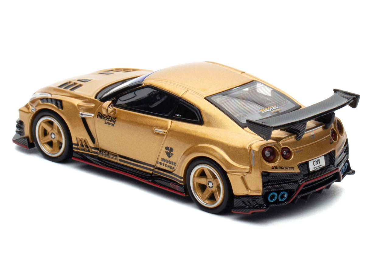 Nissan GT-R (R35) Top Secret Thailand RHD (Right Hand Drive) Gold Metallic "Thailand Diecast Expo 2025 Event Edition" 1/64 Diecast Model Car by Inno Models-1