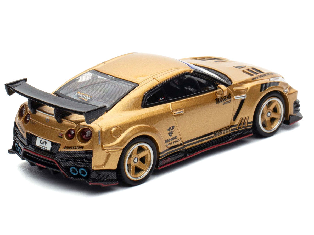 Nissan GT-R (R35) Top Secret Thailand RHD (Right Hand Drive) Gold Metallic "Thailand Diecast Expo 2025 Event Edition" 1/64 Diecast Model Car by Inno Models-2