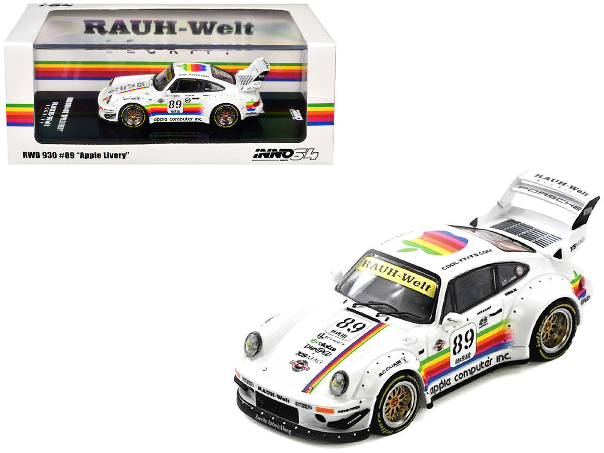 RWB 930 #89 "Apple Livery" White with Stripes 1/64 Diecast Model Car by Inno Models Inno Models