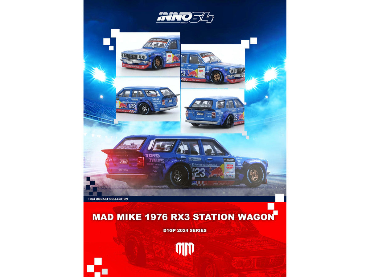 1976 Mazda RX3 Station Wagon RHD (Right Hand Drive) #12 "Mad" Mike Whiddett "D1 Grand Prix" (2024) 1/64 Diecast Model Car by Inno Models Inno Models