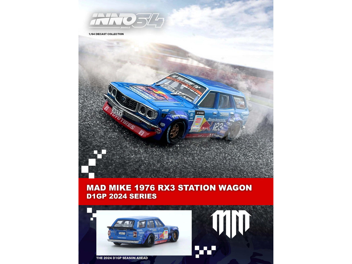 1976 Mazda RX3 Station Wagon RHD (Right Hand Drive) #12 "Mad" Mike Whiddett "D1 Grand Prix" (2024) 1/64 Diecast Model Car by Inno Models Inno Models