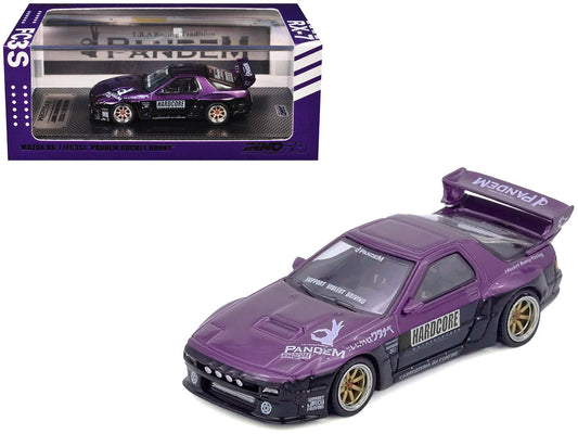 Mazda RX7 (FC3S) "Pandem Rocket Bunny" Kit Purple Metallic and Black 1/64 Diecast Model Car by Inno Models Inno Models