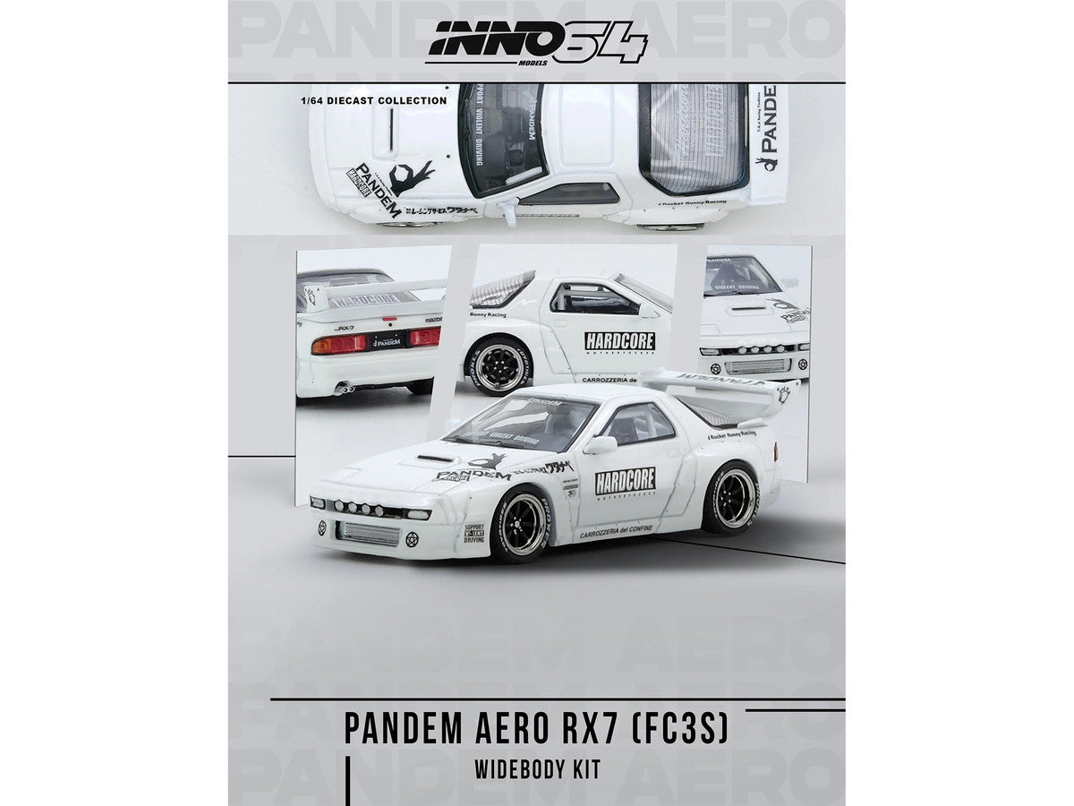 Mazda RX7 (FC3S) "Pandem Aero" Widebody Kit White with Graphics 1/64 Diecast Model Car by Inno Models Inno Models
