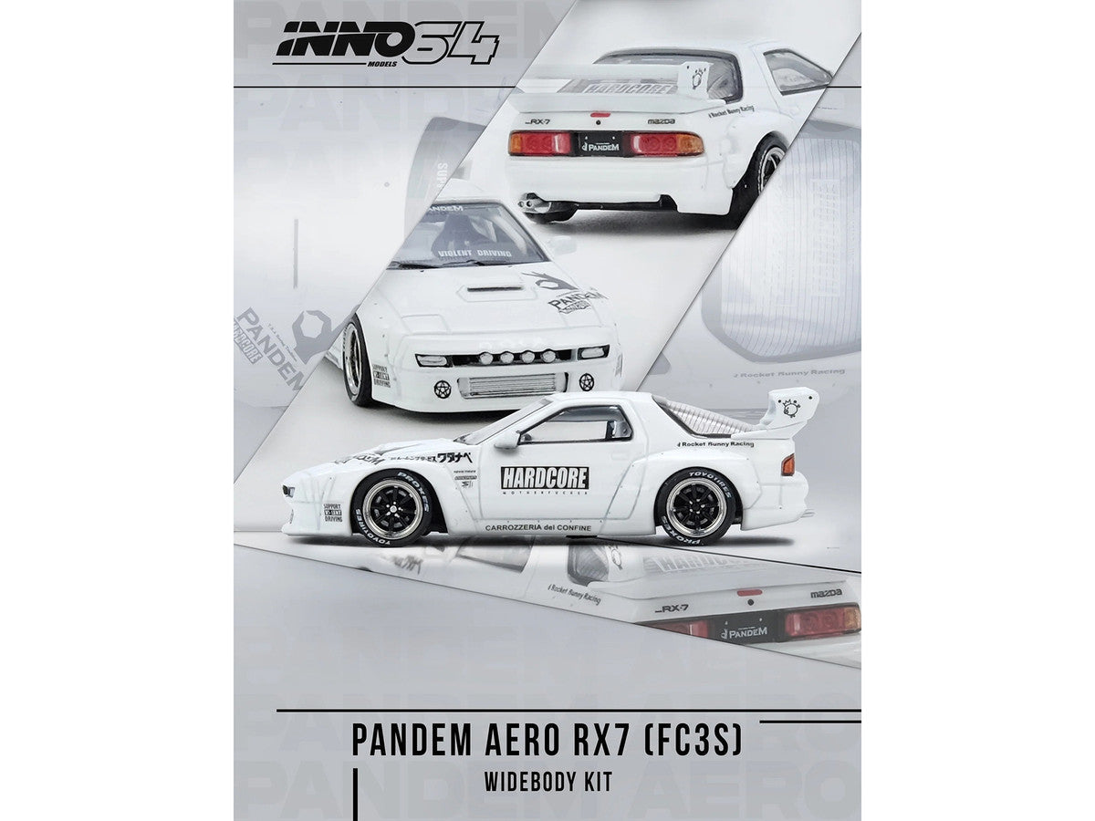 Mazda RX7 (FC3S) "Pandem Aero" Widebody Kit White with Graphics 1/64 Diecast Model Car by Inno Models Inno Models