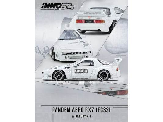 Mazda RX7 (FC3S) "Pandem Aero" Widebody Kit White with Graphics 1/64 Diecast Model Car by Inno Models Inno Models