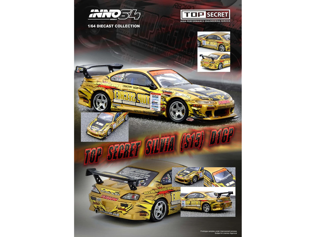 Nissan "Top Secret" Silvia (S15) RHD (Right Hand Drive) Ryuji Miki - Champion "D1 Grand Prix" (2004) 1/64 Diecast Model Car by Inno Models Inno Models