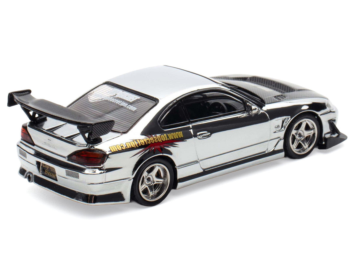 Nissan "Top Secret" Silvia (S15) RHD (Right Hand Drive) Chrome with Carbon Hood "Tokyo Auto Salon Kuala Lumpur 2025 Event Edition" 1/64 Diecast Model Car by Inno Models-2
