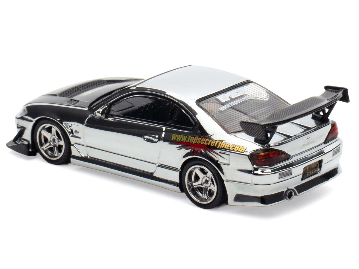 Nissan "Top Secret" Silvia (S15) RHD (Right Hand Drive) Chrome with Carbon Hood "Tokyo Auto Salon Kuala Lumpur 2025 Event Edition" 1/64 Diecast Model Car by Inno Models-1