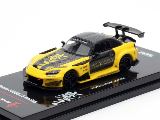 Honda S2000 RHD (Right Hand Drive) "J's Racing" Yellow with Carbon Hood and Top with Graphics "Tokyo Auto Salon Kuala Lumpur 2025 Event Edition" 1/64 Diecast Model Car by Inno Models-0