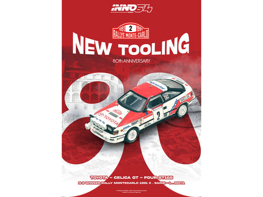 Toyota Celica GT-Four (ST165) #2 Carlos Sainz - Luis Moya Winner "Rally Monte Carlo" (1991) 1/64 Diecast Model Car by Inno Models Inno Models