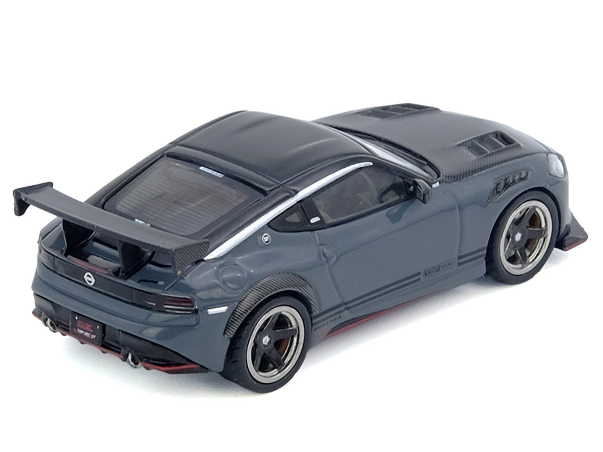 Nissan Fairlady Z "Top Secret" (RZ34) RHD (Right Hand Drive) Stealth Gray with Carbon Hood and Black Top 1/64 Diecast Model Car by Inno Models Inno Models