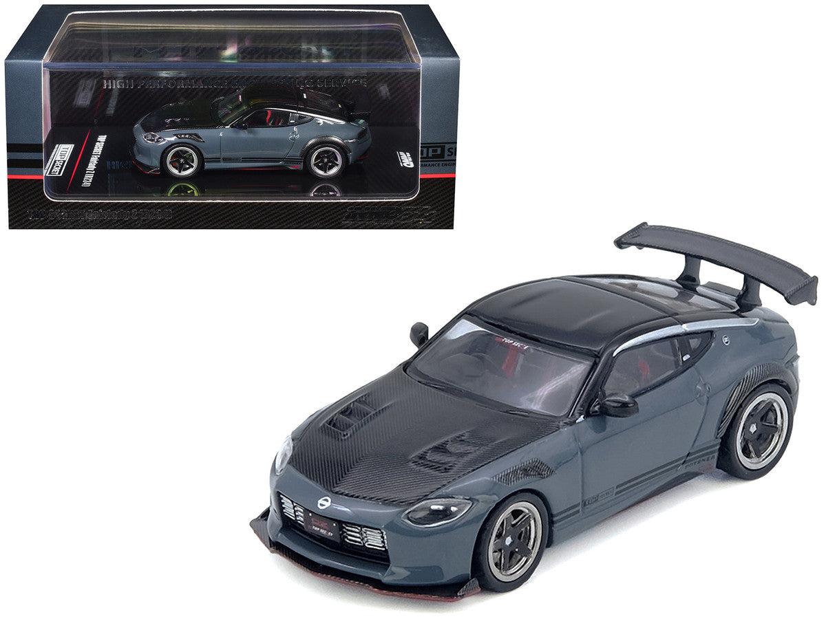 Nissan Fairlady Z "Top Secret" (RZ34) RHD (Right Hand Drive) Stealth Gray with Carbon Hood and Black Top 1/64 Diecast Model Car by Inno Models Inno Models