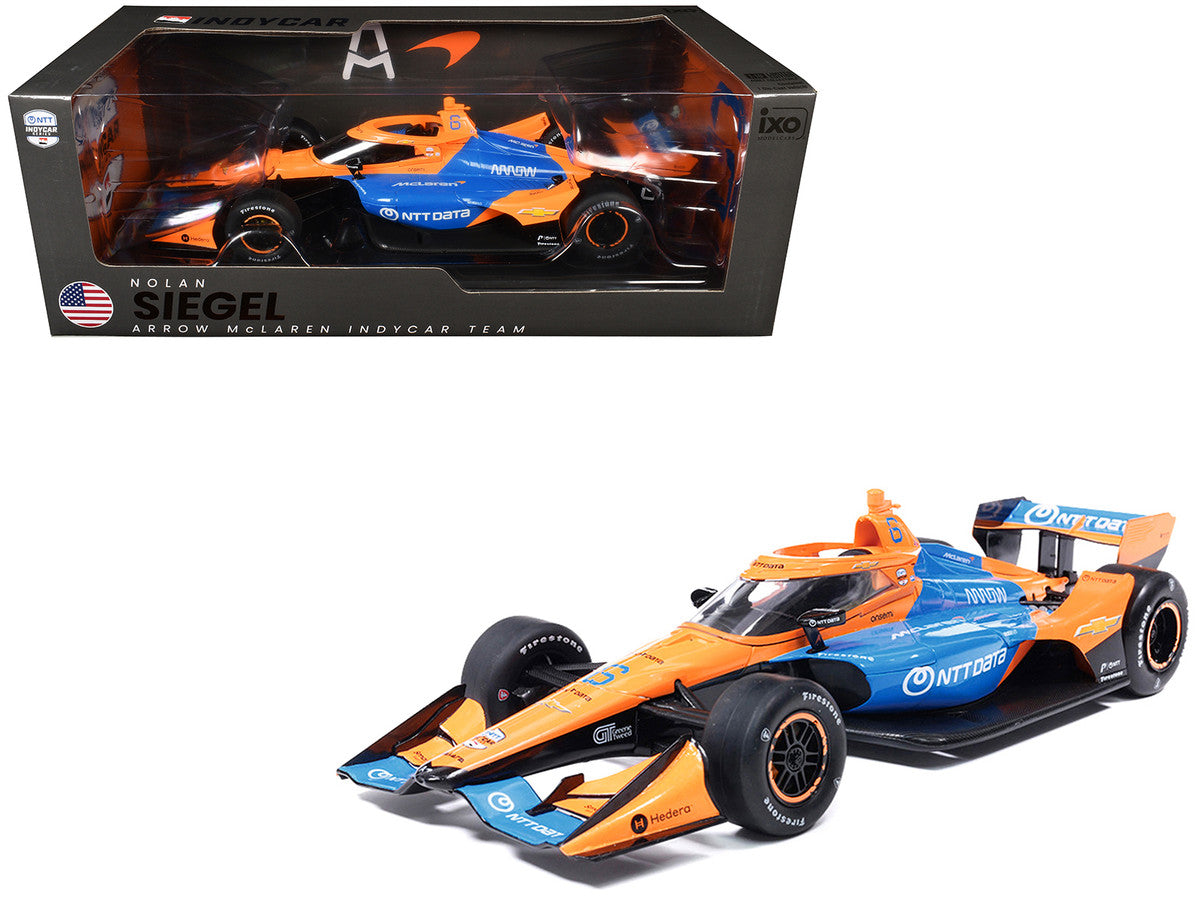 Dallara IndyCar #6 Nolan Siegel "NTT Data" Arrow McLaren (Road Course Configuration) "NTT IndyCar Series" (2026) 1/18 Diecast Model Car by IXO Models IXO