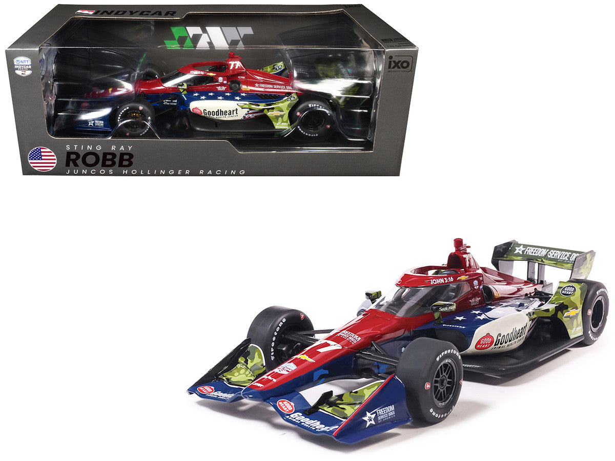 Dallara IndyCar #77 Sting Ray Robb "Goodheart Animal Health Center" Juncos Hollinger Racing (Road Course Configuration) "NTT IndyCar Series" (2026) 1/18 Diecast Model Car by IXO Models IXO
