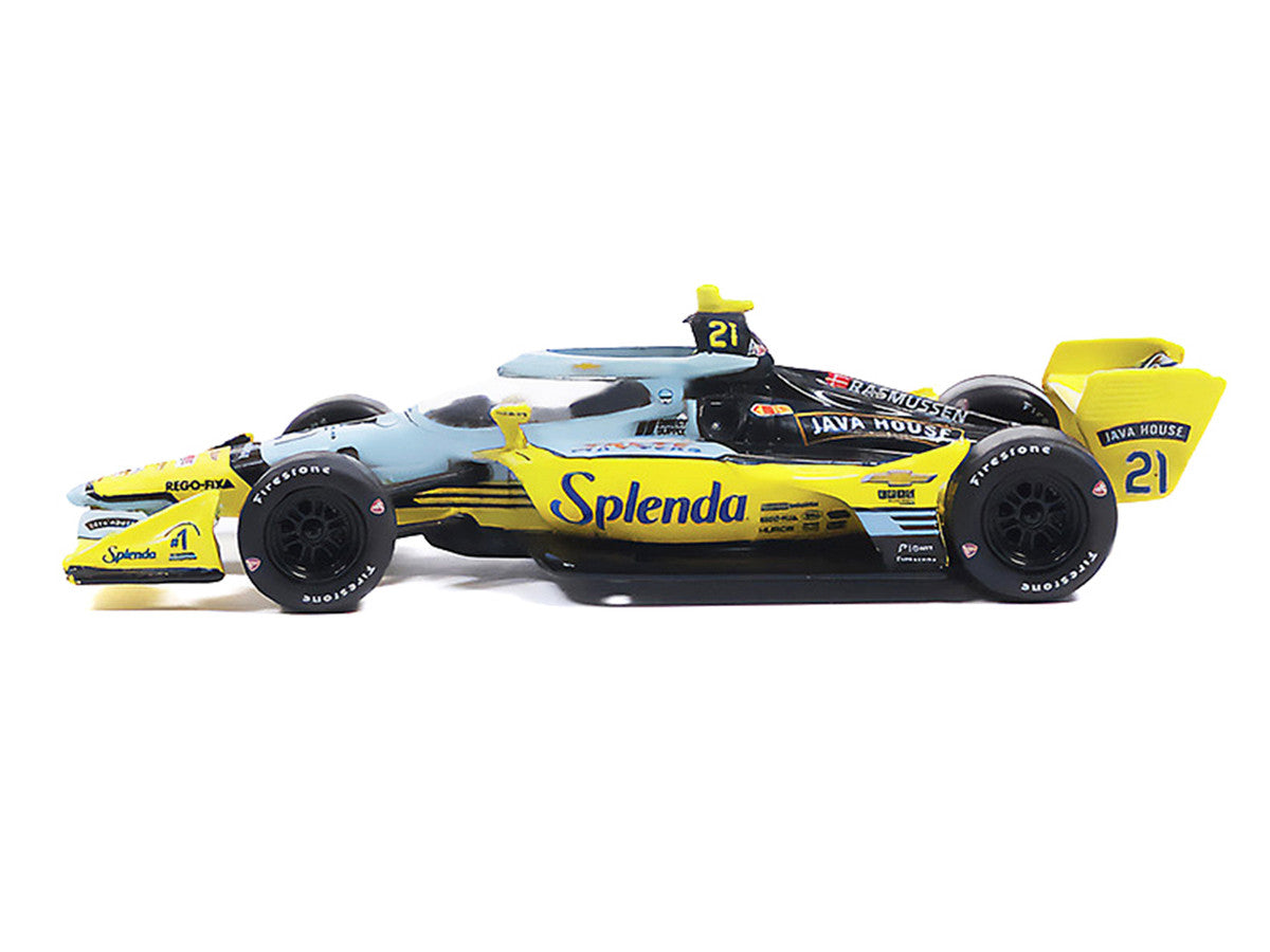 Dallara IndyCar #21 Christian Rasmussen "Splenda" Ed Carpenter Racing (Road Course Configuration) "NTT IndyCar Series" (2026) 1/64 Diecast Model by IXO Models-0