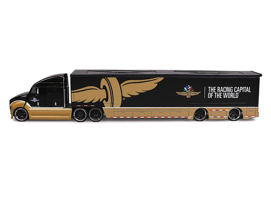 Indianapolis Motor Speedway Hauler Black and Gold 1/64 Diecast Model Car by IXO Models IXO