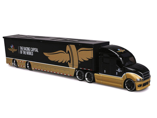 Indianapolis Motor Speedway Hauler Black and Gold 1/64 Diecast Model Car by IXO Models IXO